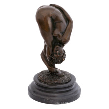 Factory cast bronze brass nude sexy lady statue naked dancing girls figurines